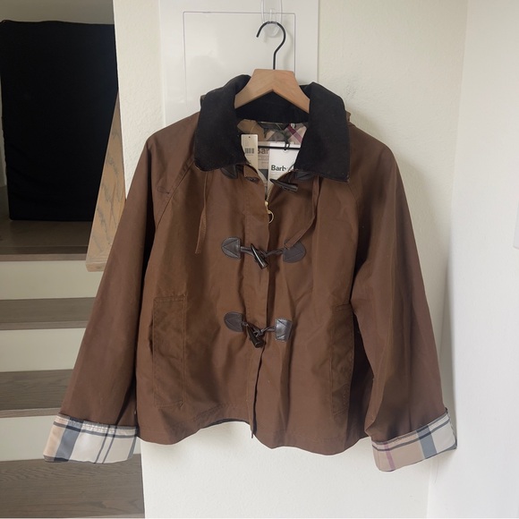 NWT Barbour Myra Waxed Cotton Duffle Jacket Coat in Brown - Picture 5 of 9